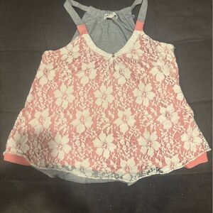 Pink and Gray Lace Women’s Top size M